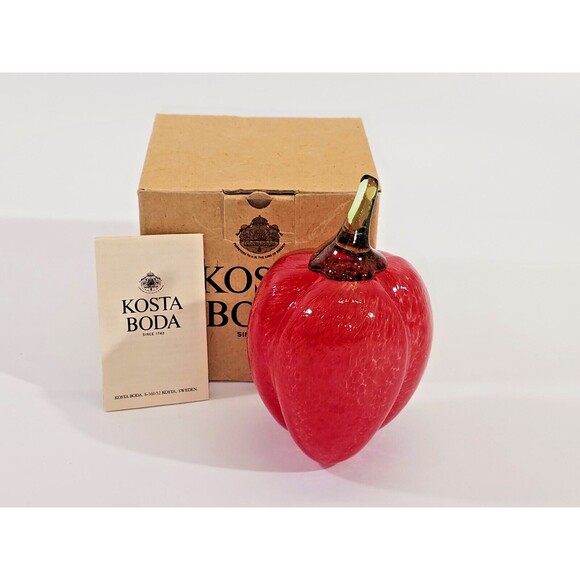 Kosta Boda Fruitteria 99022 Blown Glass Red Pepper Gunnel Sahlin Signed EUC - Picture 2 of 10